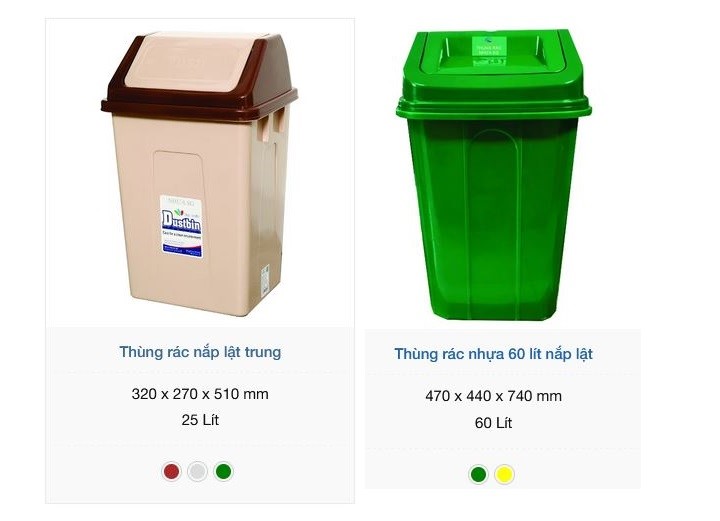 Điểm khác biệt của thùng rác nắp lật trung và đại