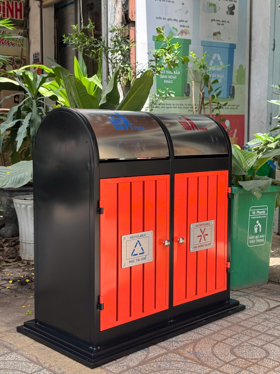 Thùng Phân Loại Rác 2 Ngăn Công Cộng