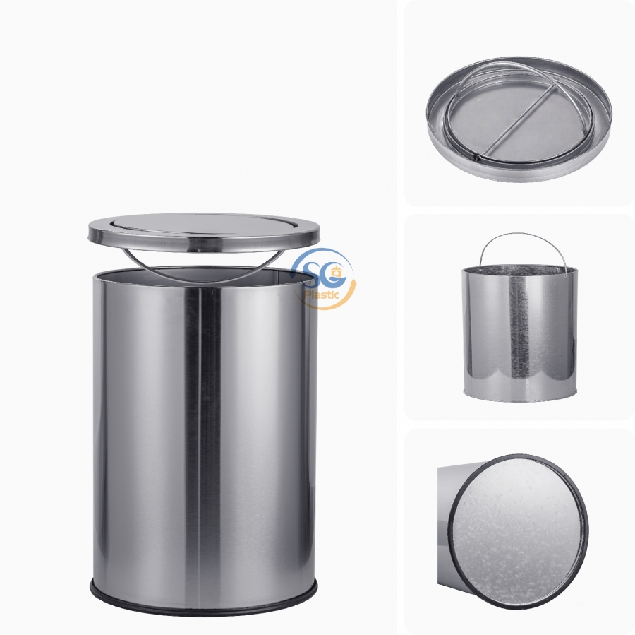 THÙNG RÁC INOX LẬT TRÒN 10 LÍT