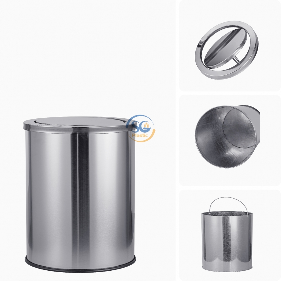 THÙNG RÁC INOX LẬT TRÒN 10 LÍT