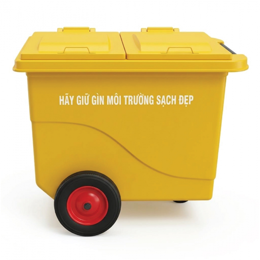 Xe Thu Gom Rác Đẩy Tay 660L Bánh Đúc