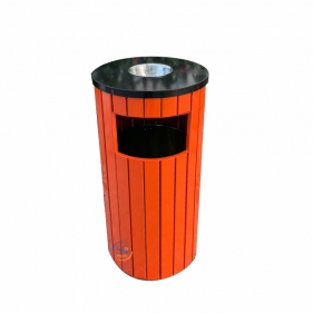 Thùng Rác Giả Gỗ Ngoài Trời Tròn