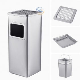 THÙNG RÁC INOX CÓ GẠT TÀN VUÔNG 20 LÍT