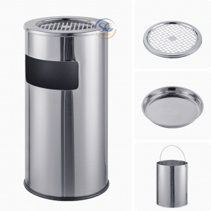 Thùng rác inox có gạt tàn tròn 30 lít