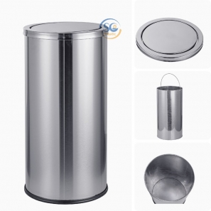 Thùng rác inox tròn có nắp lật 30 lít
