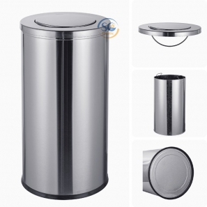 Thùng rác inox tròn có nắp lật 55 lít