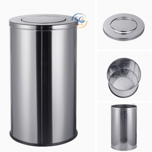 Thùng rác inox tròn có nắp lật 80 lít