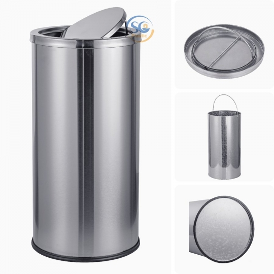 Thùng rác inox tròn có nắp lật 20 lít