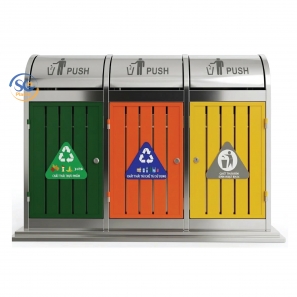 Thùng Rác Inox 3 Ngăn