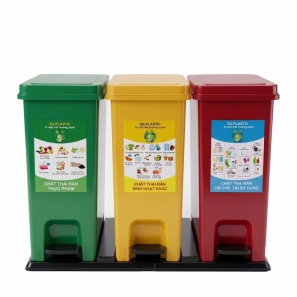 Thùng rác nhựa 3 ngăn phân loại rác