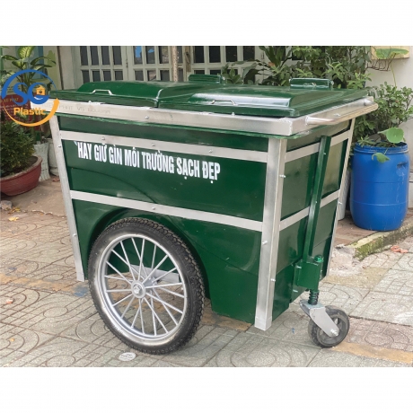 Xe Thu Gom Rác 660 Lít Bánh Hơi