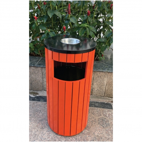 Thùng Rác Giả Gỗ Ngoài Trời Tròn
