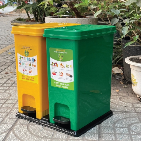 Thùng rác nhựa 2 ngăn