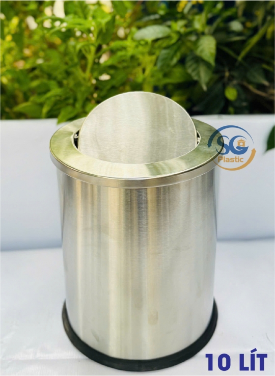 THÙNG RÁC INOX LẬT TRÒN 10 LÍT