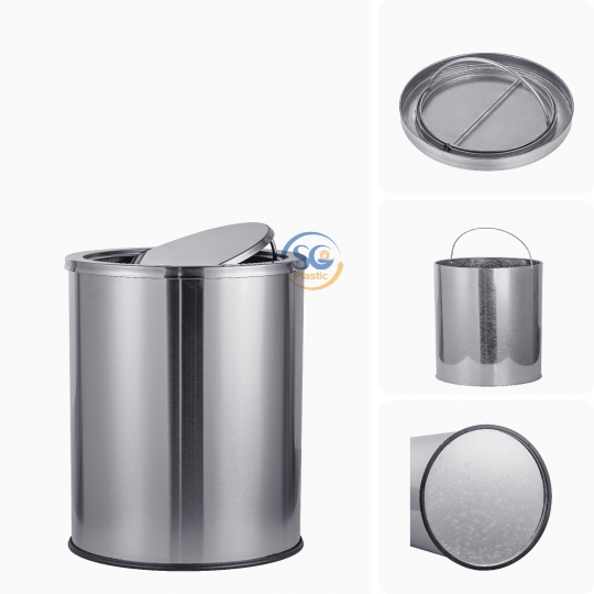 THÙNG RÁC INOX LẬT TRÒN 10 LÍT