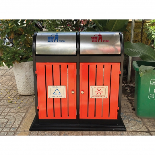 Thùng Phân Loại Rác 2 Ngăn Công Cộng