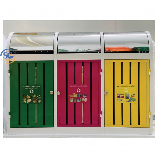 Thùng Rác Inox 3 Ngăn