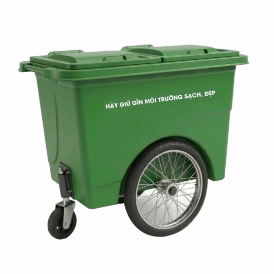 Xe Thu Gom Rác 660 Lít Bánh Hơi