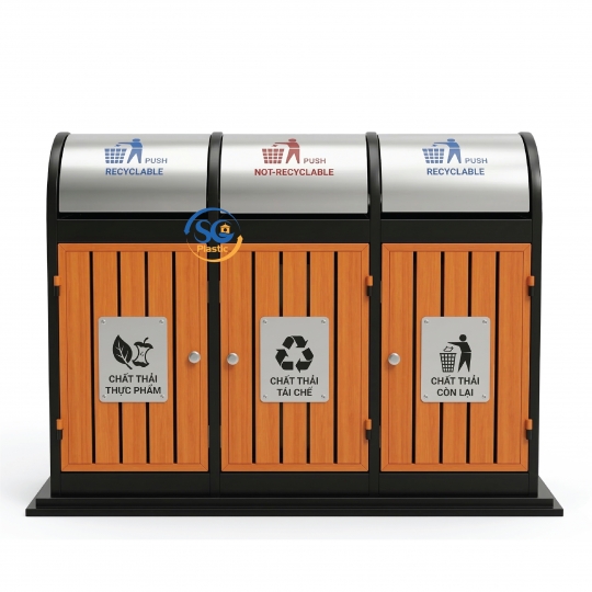 Thùng Rác Phân Loại 3 Ngăn