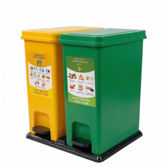 Thùng rác nhựa 2 ngăn
